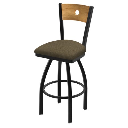 Holland Bar Stool Co 25" Swivel Counter Stool, Black Wrinkle, Med Back, Graph Cork Seat 83025BWMedMplB017